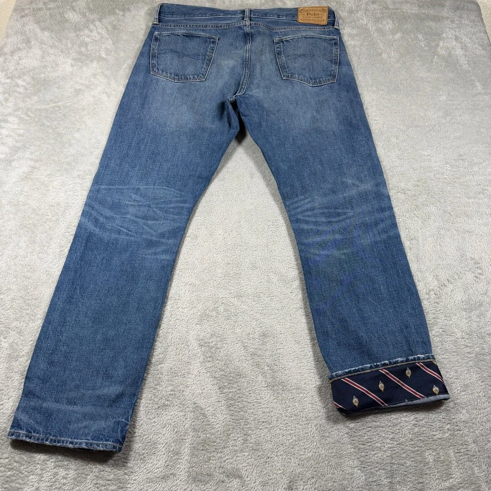 Polo Ralph Lauren Varick Slim Straight Jeans Mens 34x30 Blue Medium Wash Button